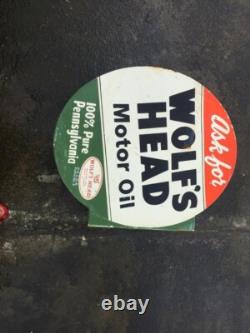 Panneau émaillé en porcelaine tête de loup 24 pouces double face