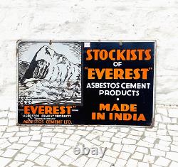 Panneau émaillé publicitaire double face en amiante Everest Cement Vintage des années 1950 EB567
