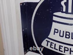 Panneau en acier émaillé double face de téléphone public vintage Bell