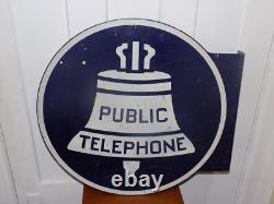 Panneau en acier émaillé double face de téléphone public vintage Bell