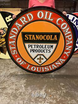Panneau en acier style vintage double face Standard Oil Louisiana 48