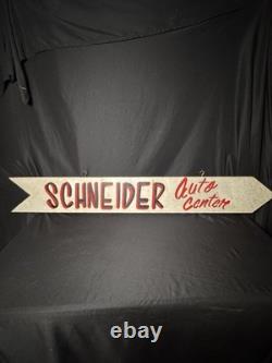 Panneau en bois vintage recto-verso du Schneider Auto Center à Trinway, Ohio