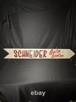 Panneau en bois vintage recto-verso du Schneider Auto Center à Trinway, Ohio