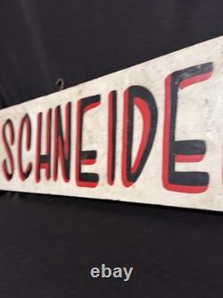 Panneau en bois vintage recto-verso du Schneider Auto Center à Trinway, Ohio