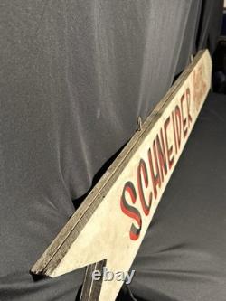 Panneau en bois vintage recto-verso du Schneider Auto Center à Trinway, Ohio