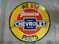 Panneau en émail Chevrolet en porcelaine 36x36 pouces double face