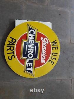 Panneau en émail Chevrolet en porcelaine taille 18x18 pouces double face avec flasque