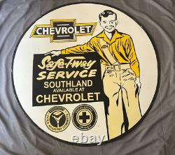Panneau en émail Chevrolet en porcelaine taille 30x30 pouces double face
