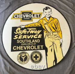 Panneau en émail Chevrolet en porcelaine taille 30x30 pouces double face