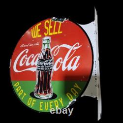 Panneau en émail Coca-Cola en porcelaine 18x18 pouces double face