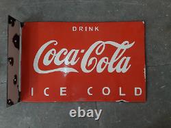 Panneau en émail Coca Cola en porcelaine 24x16 pouces double face