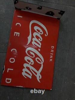 Panneau en émail Coca Cola en porcelaine 24x16 pouces double face