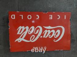 Panneau en émail Coca Cola en porcelaine 24x16 pouces double face