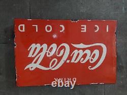 Panneau en émail Coca Cola en porcelaine 24x16 pouces double face