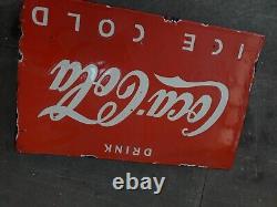 Panneau en émail Coca Cola en porcelaine 24x16 pouces double face