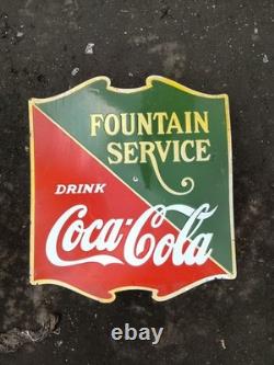 Panneau en émail Coca-Cola en porcelaine 30x25 pouces double face