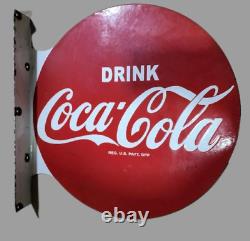 Panneau en émail Coca Cola en porcelaine taille 20x20 pouces double face avec rebord