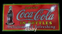 Panneau en émail Coca-cola en porcelaine 42x20 pouces double face