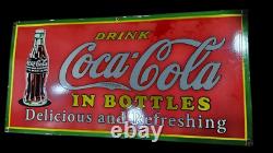 Panneau en émail Coca-cola en porcelaine 42x20 pouces double face