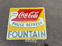 Panneau en émail Coca-cola rare pour fontaine en porcelaine de 42 pouces, double face, découpé au laser