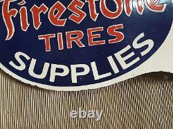 Panneau en émail Firestone en porcelaine de 26 pouces double face avec rebord