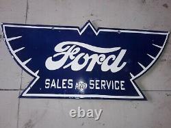 Panneau en émail Ford en porcelaine 24x11 pouces recto-verso