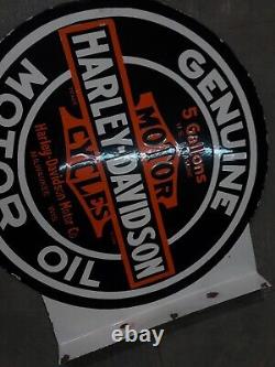 Panneau en émail Harley Davidson en porcelaine 18x18 pouces double face
