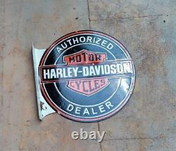 Panneau en émail Harley Davidson en porcelaine - Taille 18 pouces - Double face