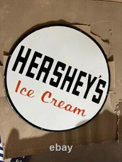 Panneau en émail Hershey's Ice Cream en porcelaine taille 36 pouces double face