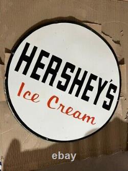 Panneau en émail Hershey's Ice Cream en porcelaine taille 36 pouces double face