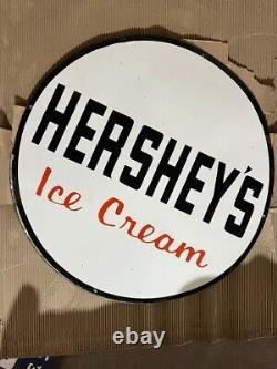 Panneau en émail Hershey's Ice Cream en porcelaine taille 36 pouces double face