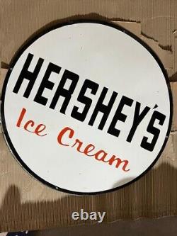 Panneau en émail Hershey's Ice Cream en porcelaine taille 36 pouces double face