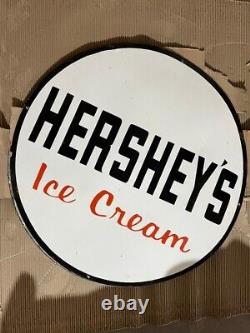Panneau en émail Hershey's Ice Cream en porcelaine taille 36 pouces double face