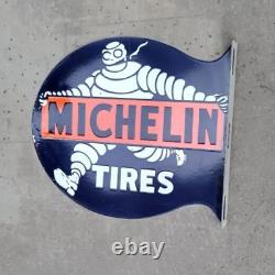 Panneau en émail Michelin en porcelaine 22x19 pouces double face