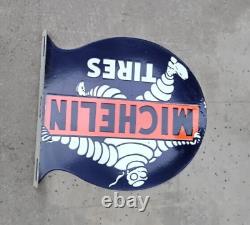 Panneau en émail Michelin en porcelaine 22x19 pouces double face