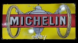 Panneau en émail Michelin en porcelaine 42x20 pouces double face