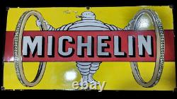 Panneau en émail Michelin en porcelaine 42x20 pouces double face