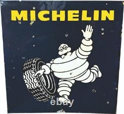 Panneau en émail Michelin en porcelaine, taille 18x18 pouces, double face