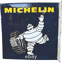 Panneau en émail Michelin en porcelaine, taille 18x18 pouces, double face