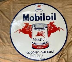 Panneau en émail Mobiloil en porcelaine Taille 30x30 pouces double face