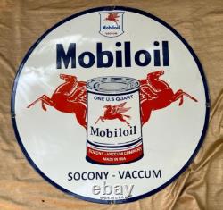 Panneau en émail Mobiloil en porcelaine Taille 30x30 pouces double face