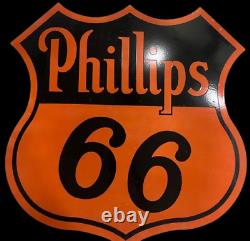 Panneau en émail Phillips 66 en porcelaine 30x30 pouces double face