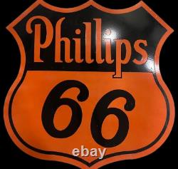 Panneau en émail Phillips 66 en porcelaine 36x36 pouces à double face