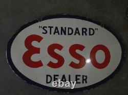 Panneau en émail Porcelaine Standard pour concessionnaire Esso - TAILLE 36 X 24 POUCES - DOUBLE FACE
