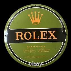 Panneau en émail Rolex en porcelaine 30x30 pouces recto verso