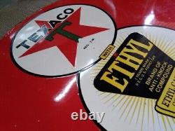 Panneau en émail Texaco Ethyl en porcelaine 30x30 pouces double face