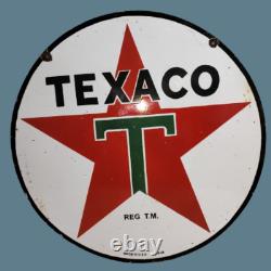 Panneau en émail Texaco en porcelaine Taille 30 x 30 pouces double face