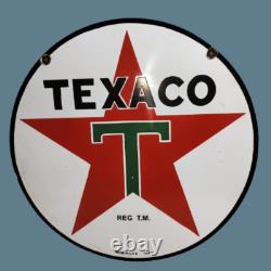 Panneau en émail Texaco en porcelaine Taille 30 x 30 pouces double face