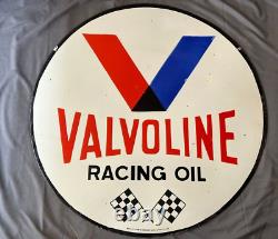 Panneau en émail Valvoline Racing Oil en porcelaine Taille 30x30 pouces Double face