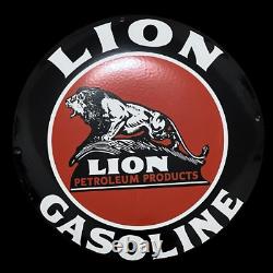 Panneau en émail de lion en porcelaine, essence, 30x30 pouces, double face